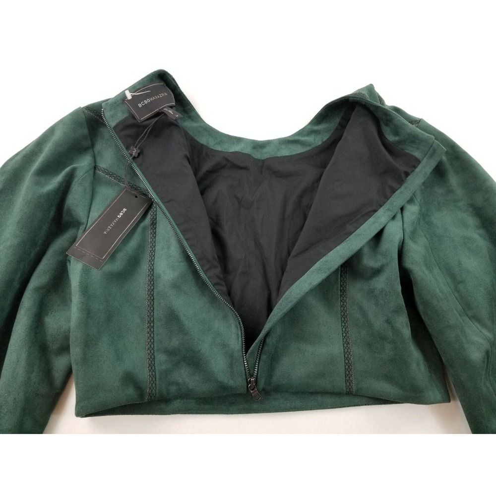 BCBGMAXAZRIA Women Spruce Green Cropped Embroidered Jacket QVV15A76-302 M - Picture 8 of 12